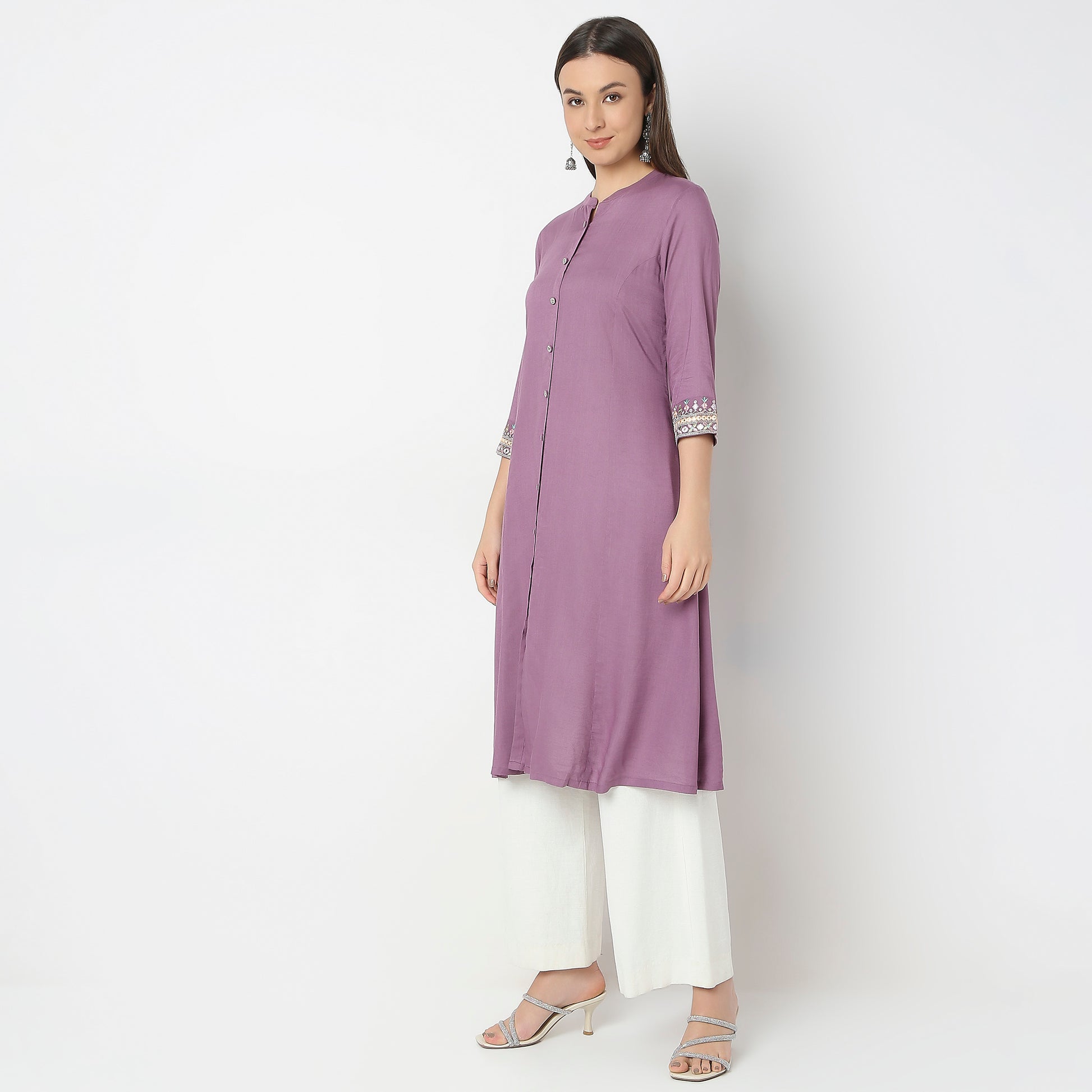Flare Fit Embroidered Kurta