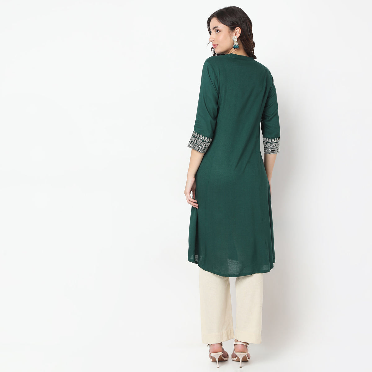 Flare Fit Embroidered A-Line Kurta