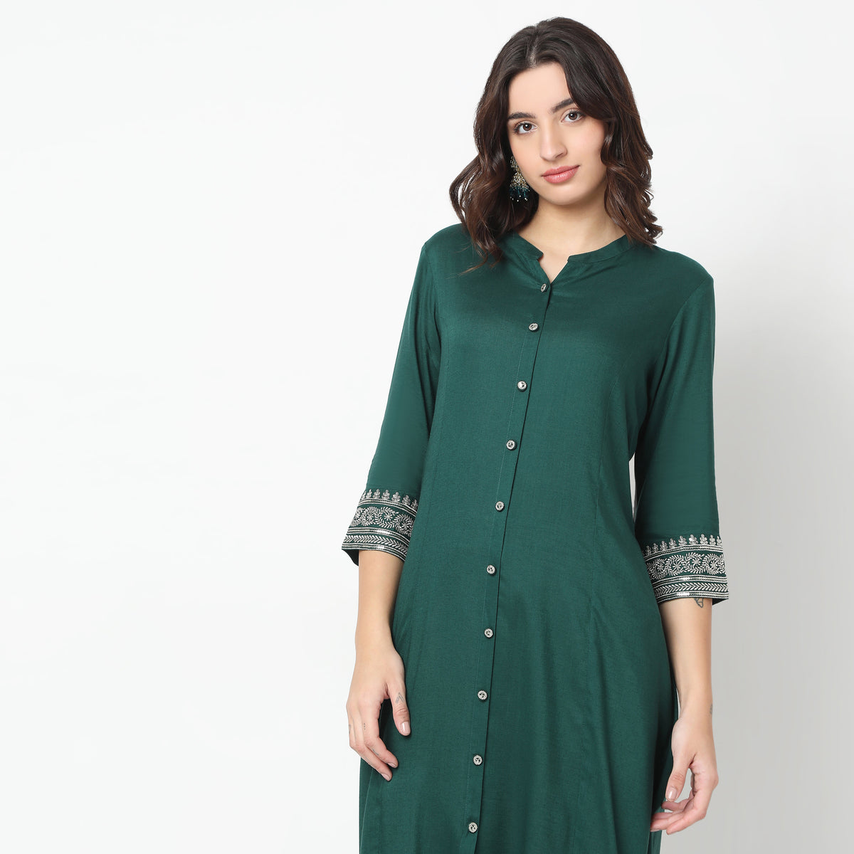 Flare Fit Embroidered A-Line Kurta