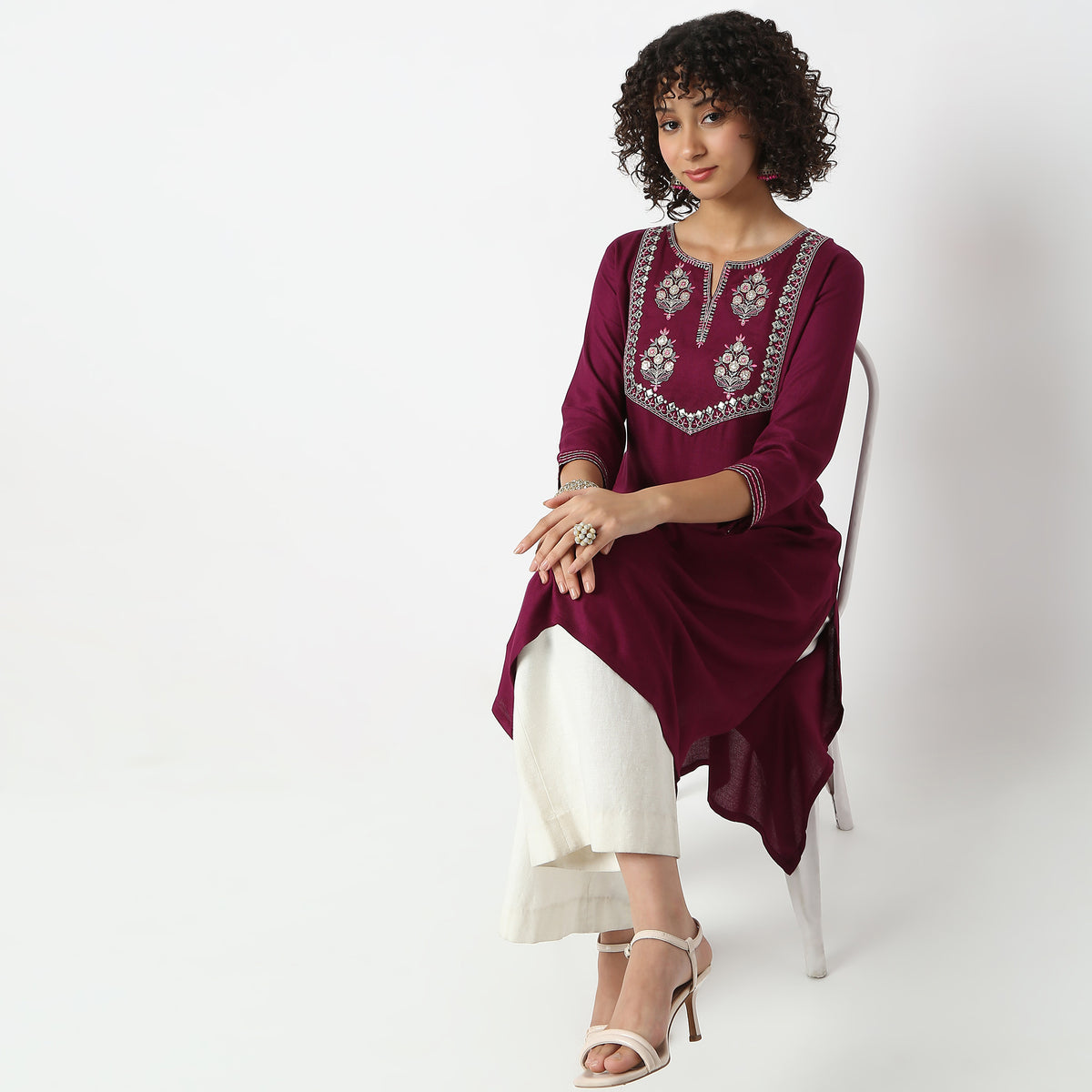 Flare Fit Embroidered A-Line Kurta