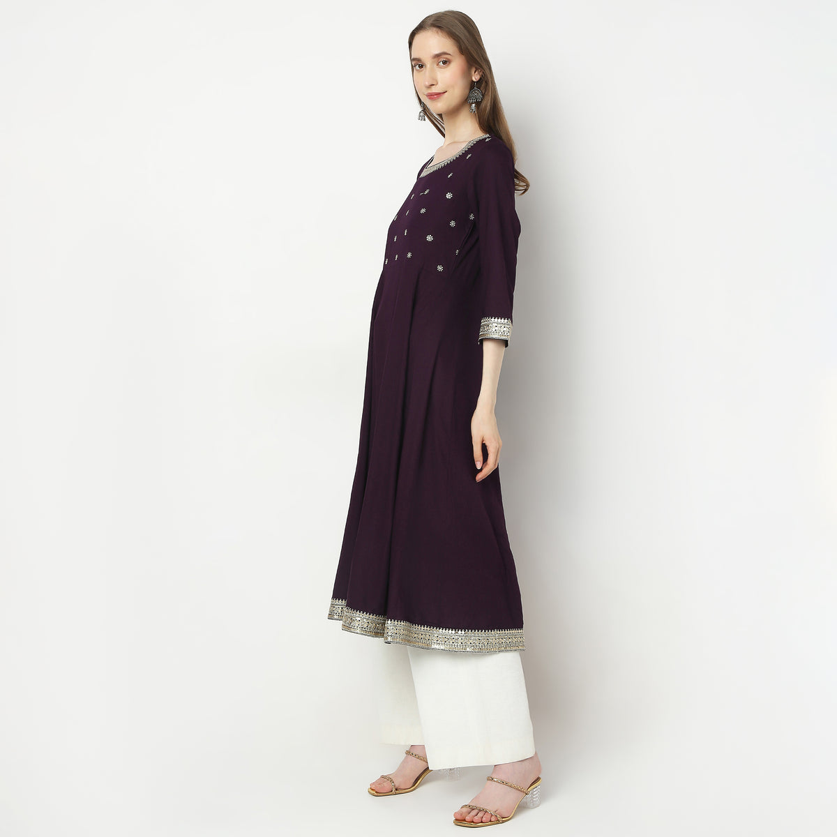 Flare Fit Embellished Kurta