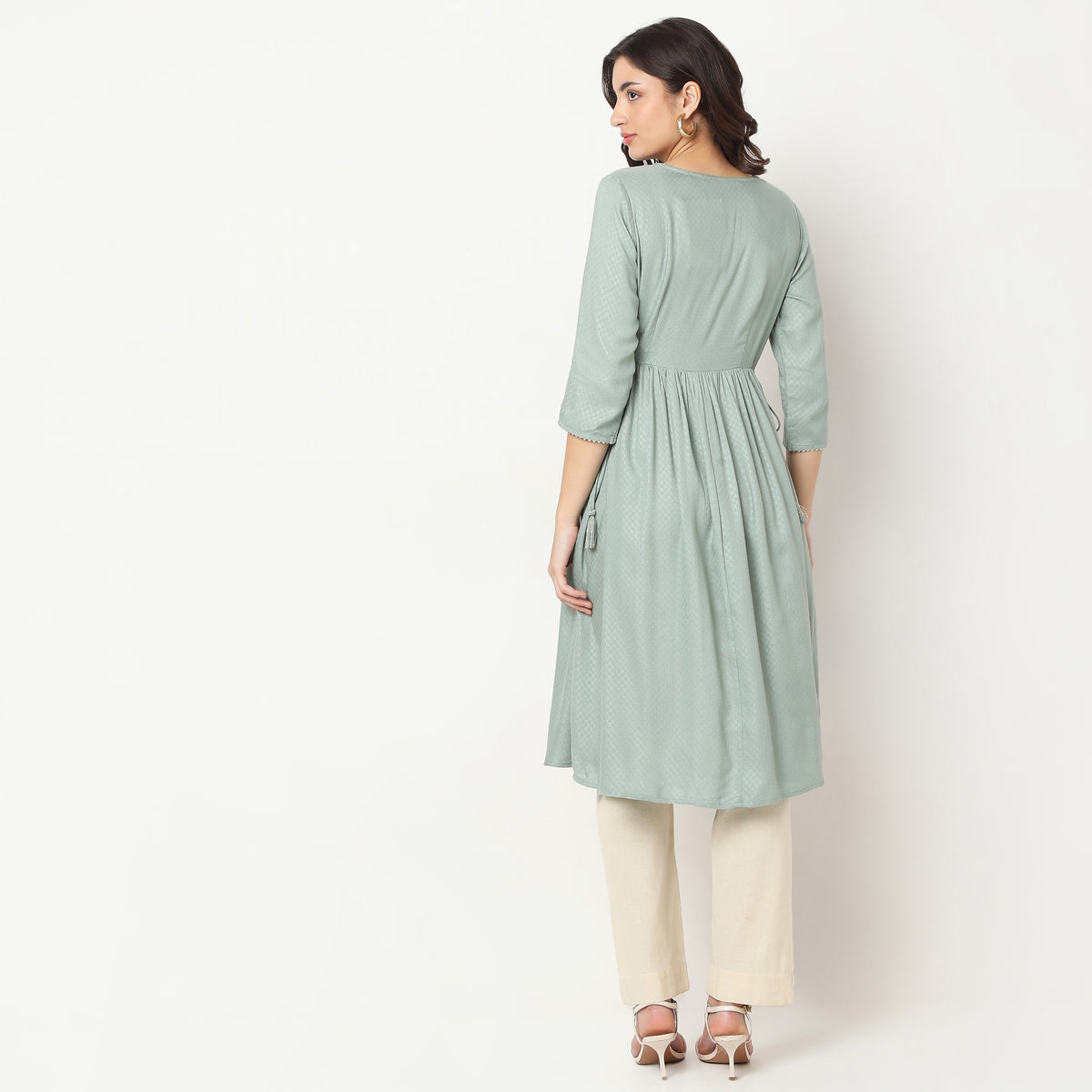 Flare Fit Embroidered Kurta