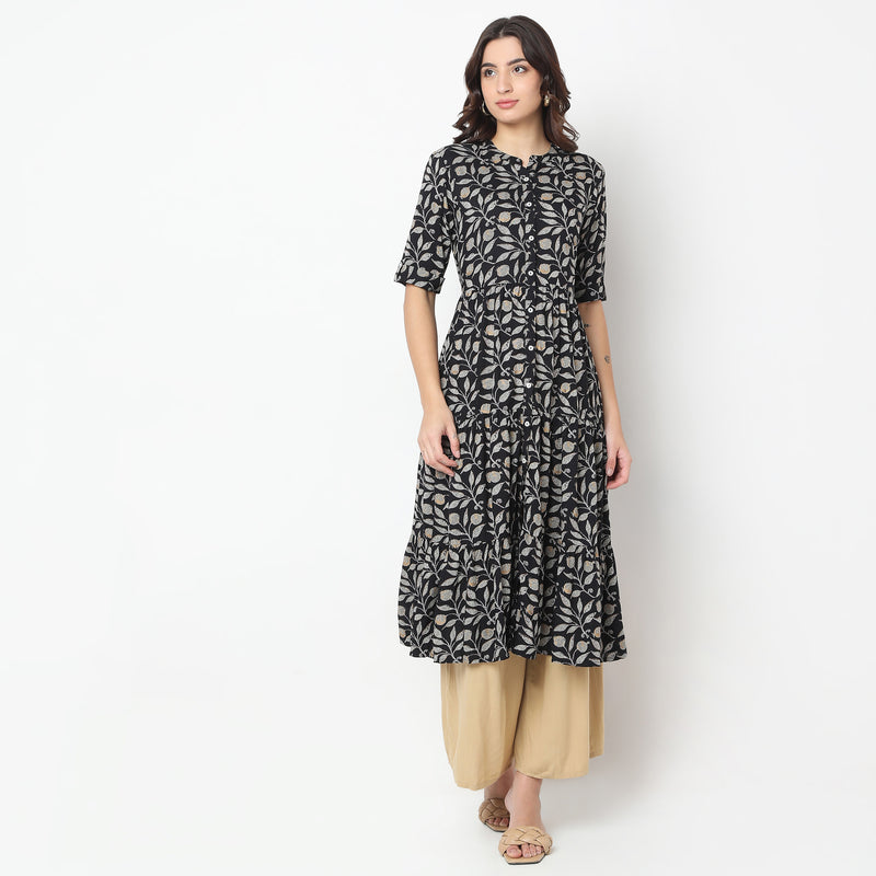 Flare Fit Printed Kurta