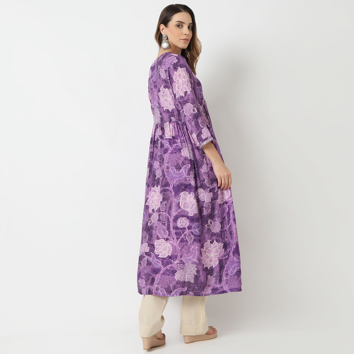 Flare Fit Printed V-Neck Kurta