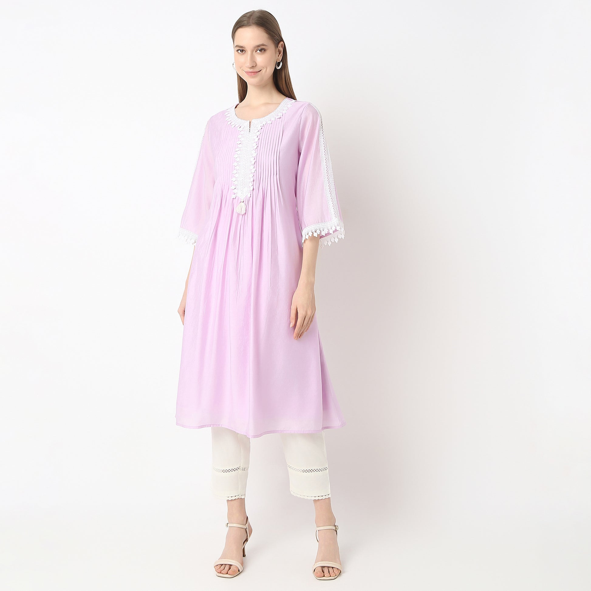 Flare Fit Solid Kurta