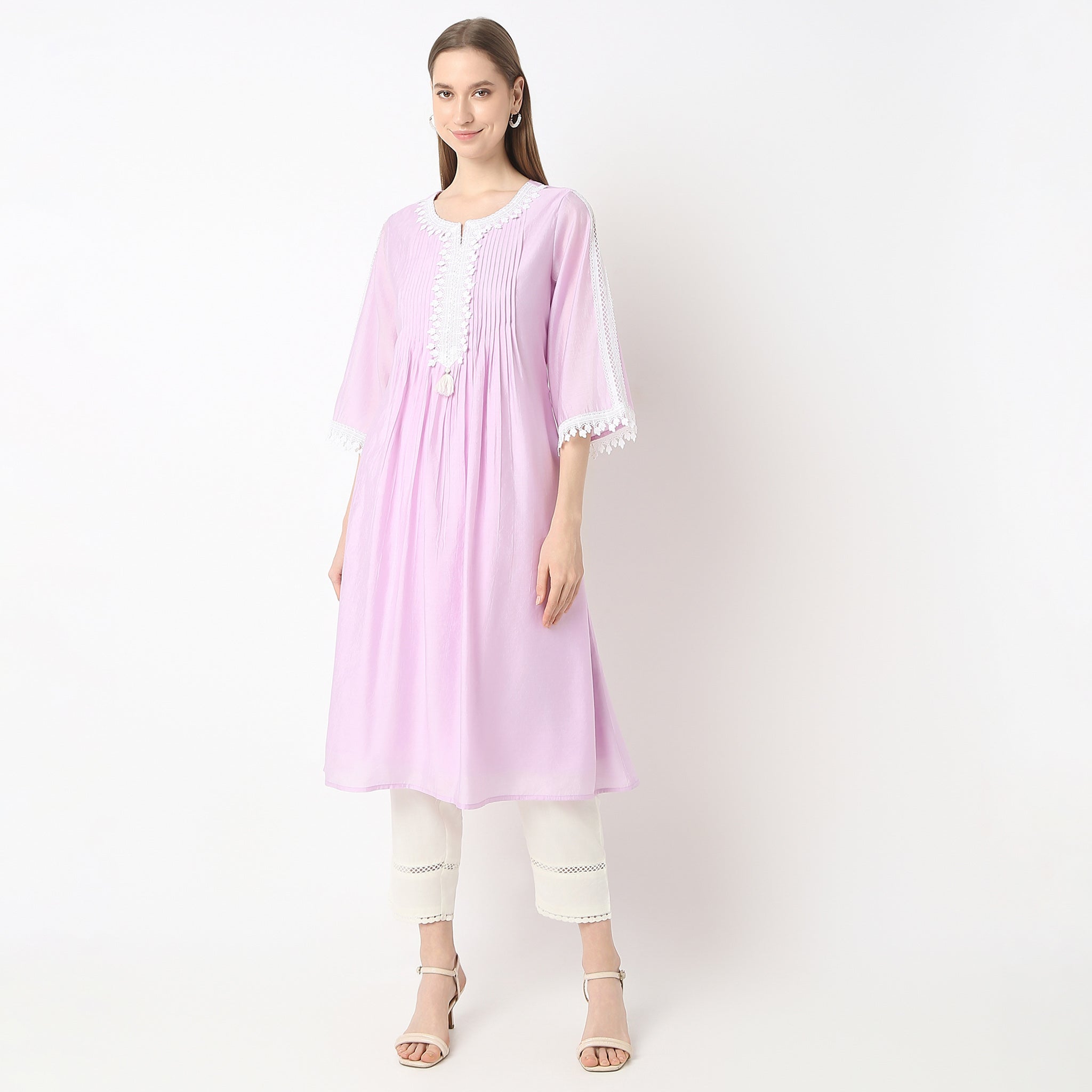 Flare Fit Solid Kurta