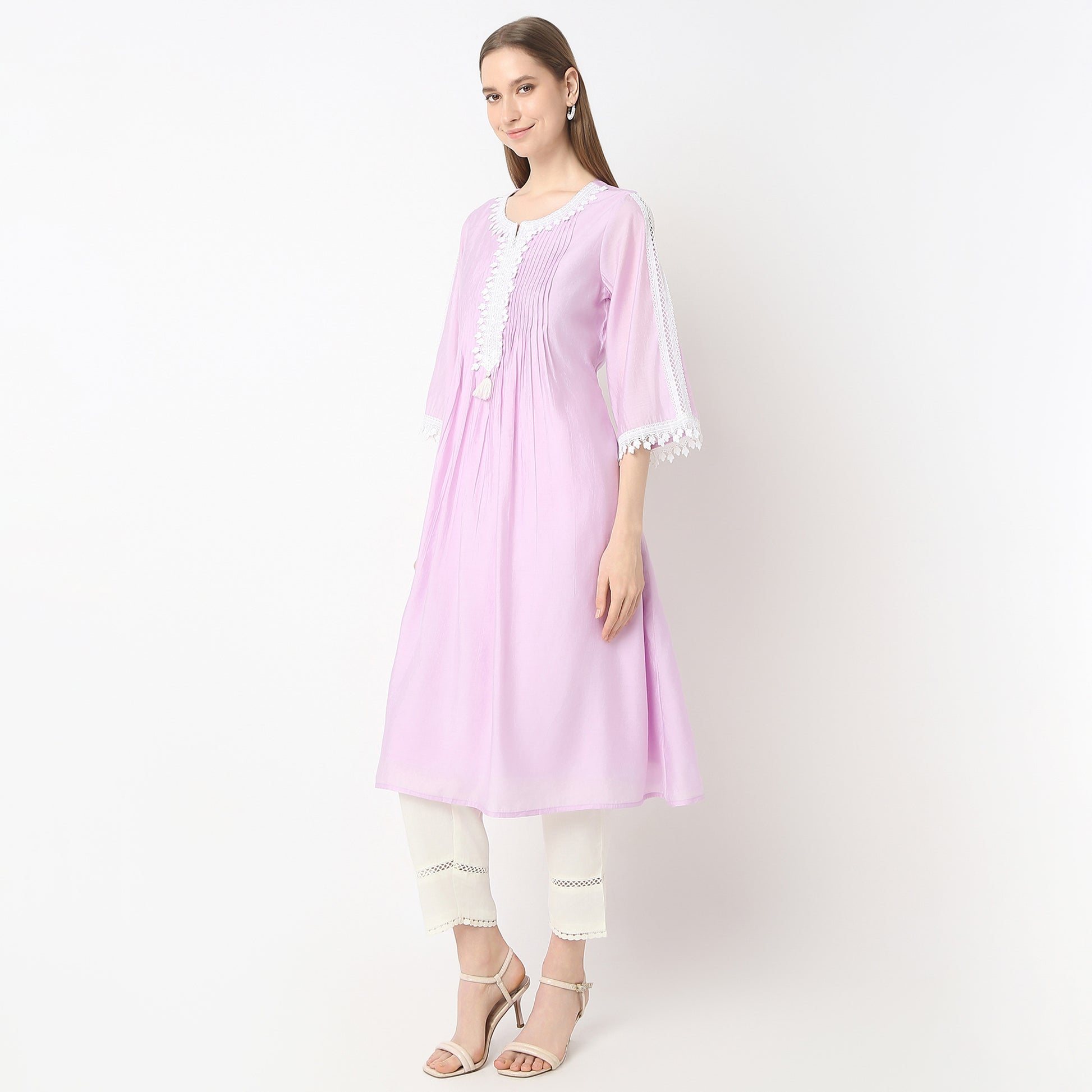 Flare Fit Solid Kurta