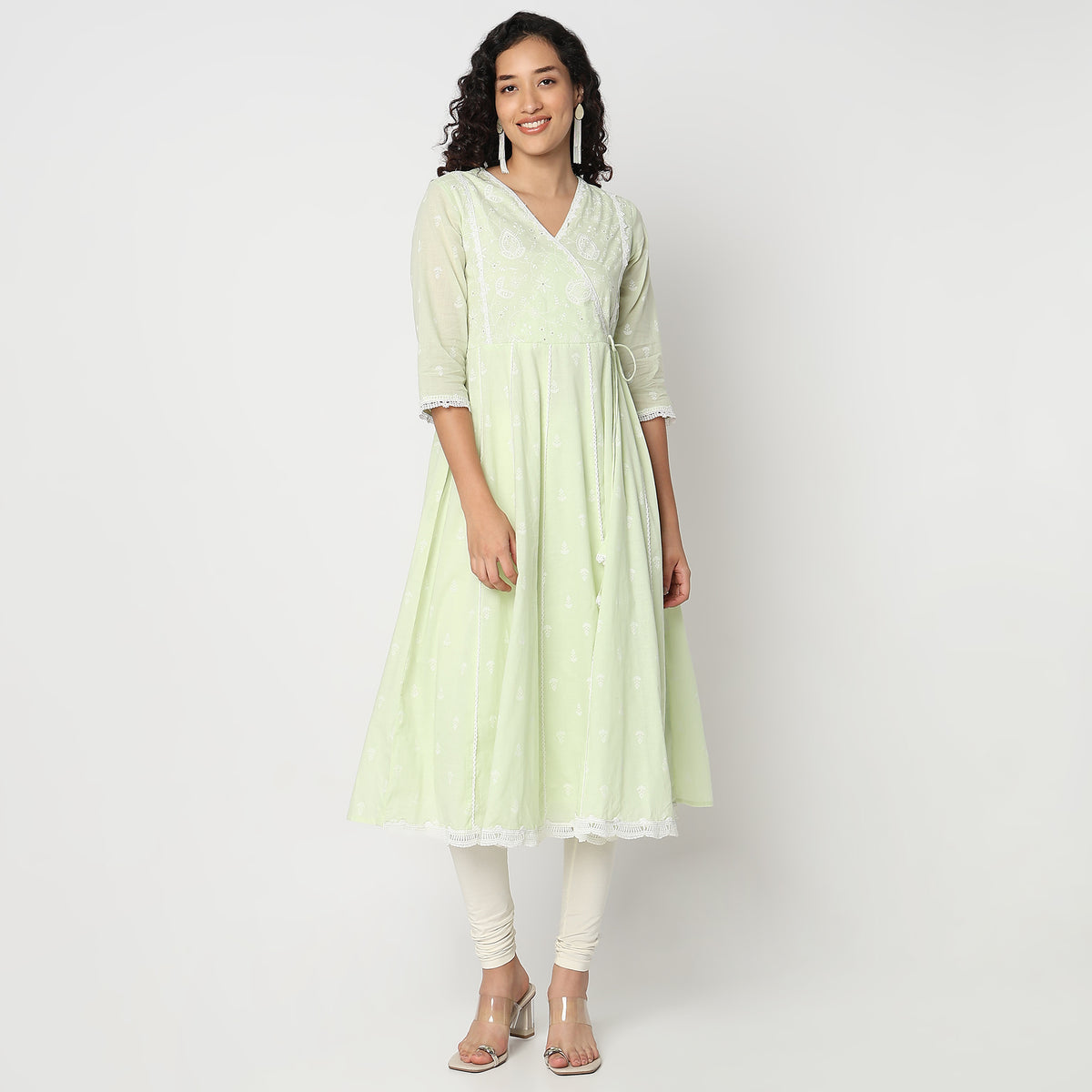 Flare Fit V-Neck Printed Kurta 