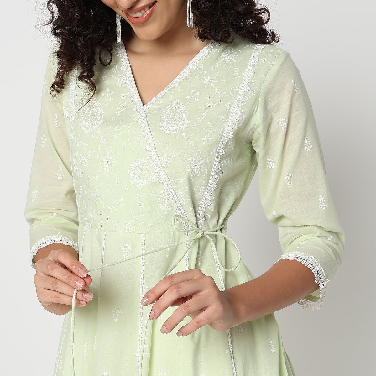 Flare Fit V-Neck Printed Kurta 