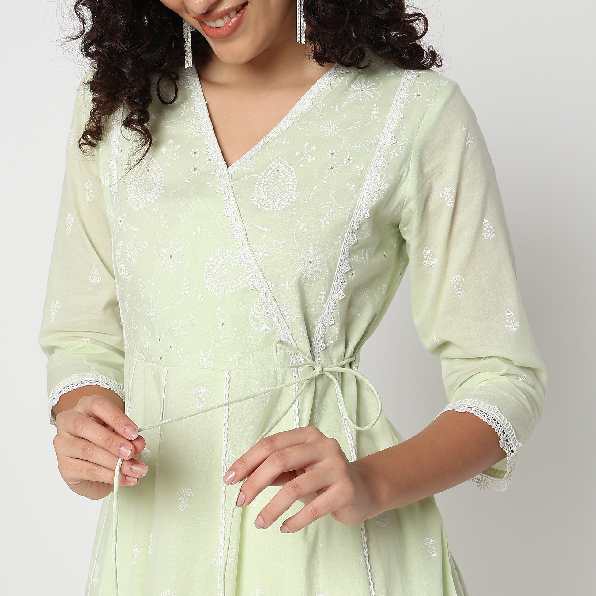 Flare Fit V-Neck Printed Kurta 
