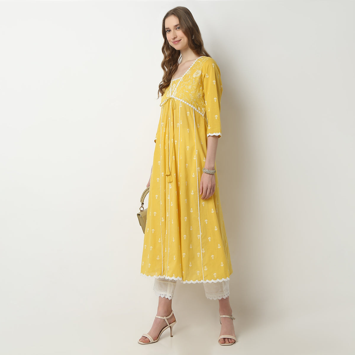 Flare Fit Printed V-Neck Kurta