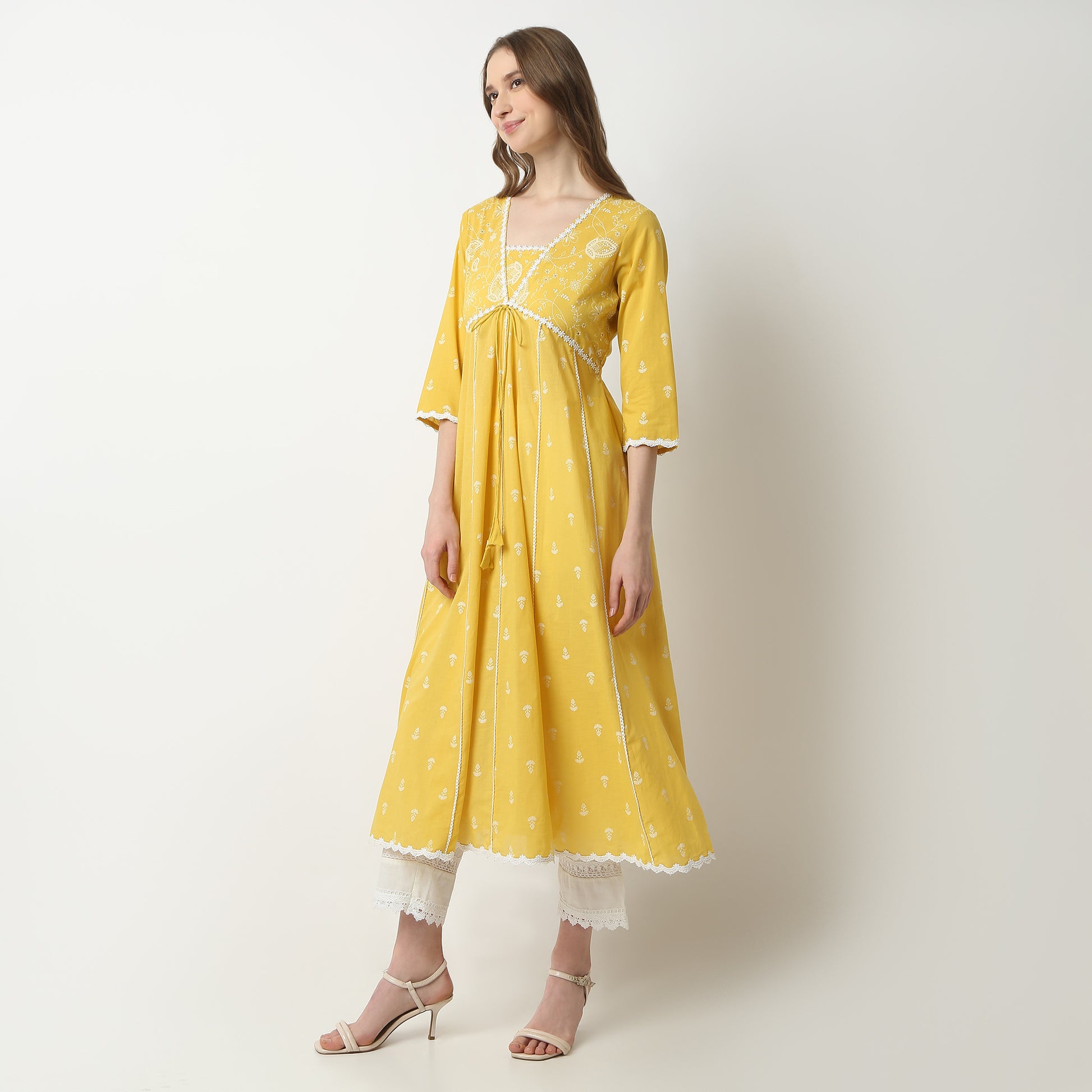 Flare Fit Printed V-Neck Kurta