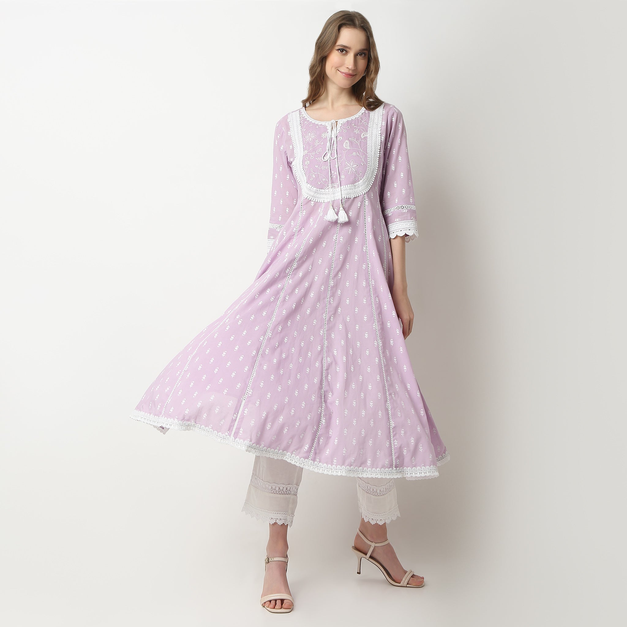 Flare Fit Printed Round Neck Kurta