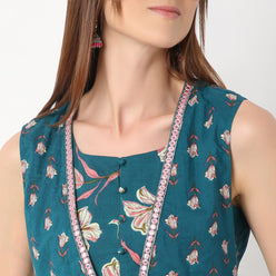 A-Line Printed Sleeveless Flared Kurta