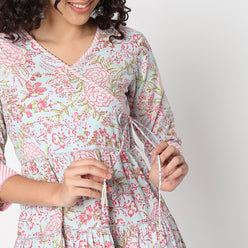 Flare Fit V-Neck Printed Kurta 