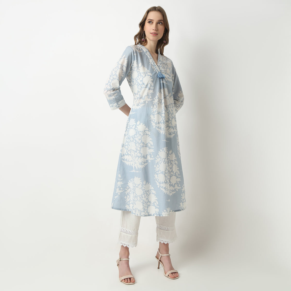 Flare Fit Printed V-Neck Kurta