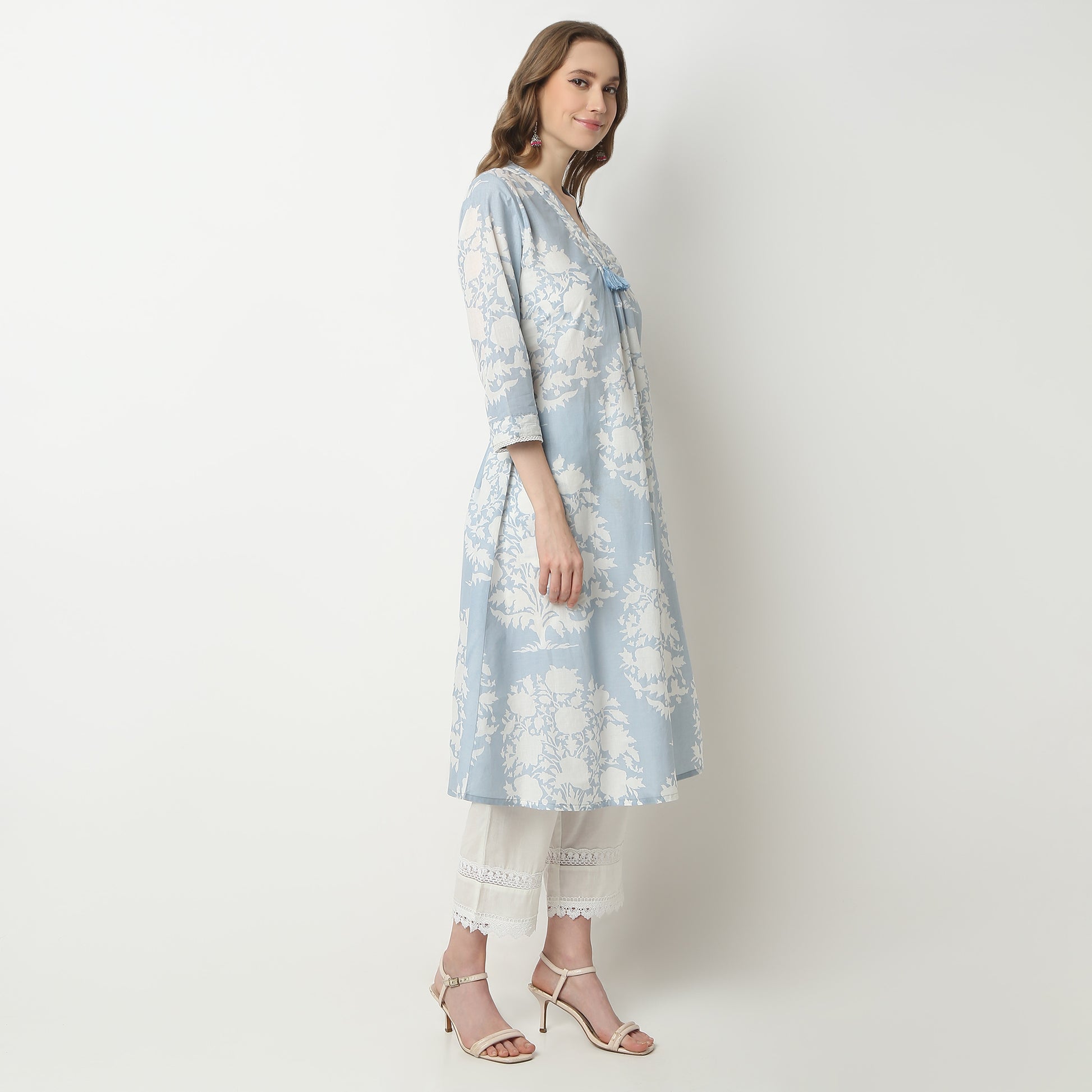 Flare Fit Printed V-Neck Kurta