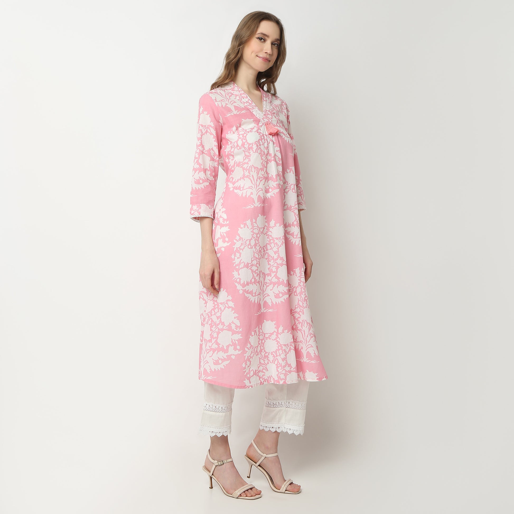 Flare Fit Printed V-Neck Kurta