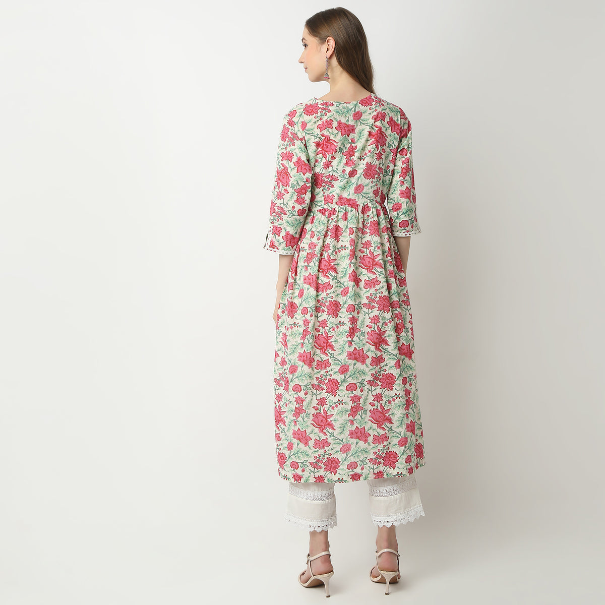 Flare Fit Printed V-Neck Kurta