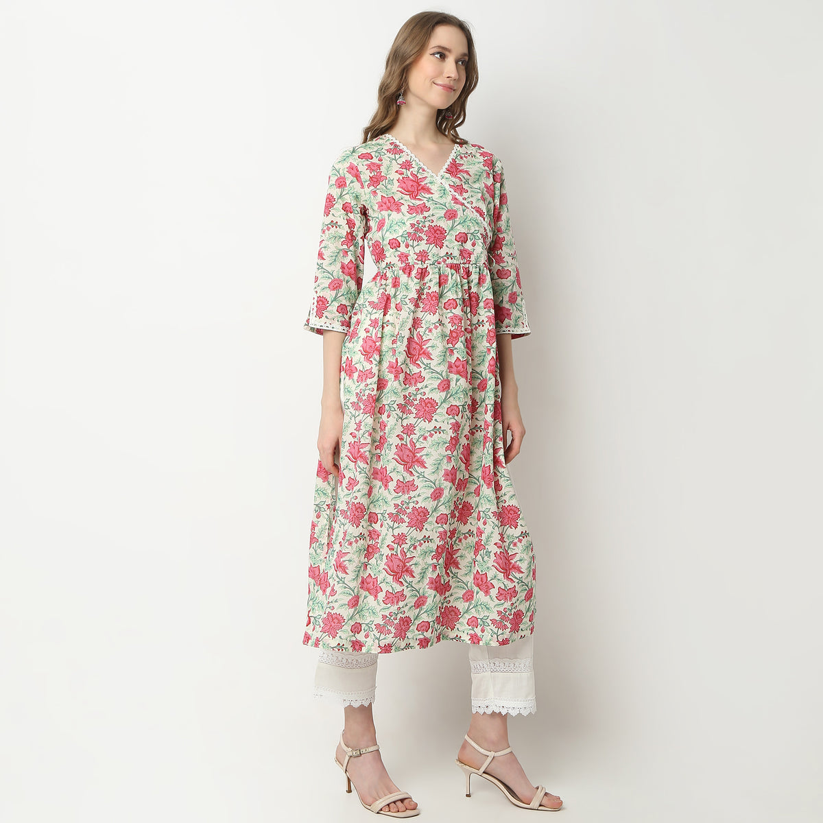 Flare Fit Printed V-Neck Kurta