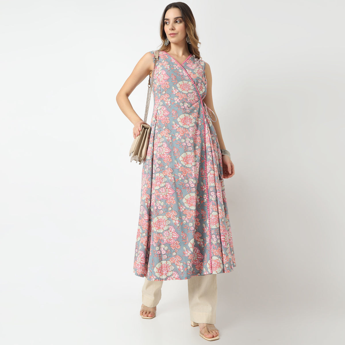 Flare Fit Printed V-Neck Kurta