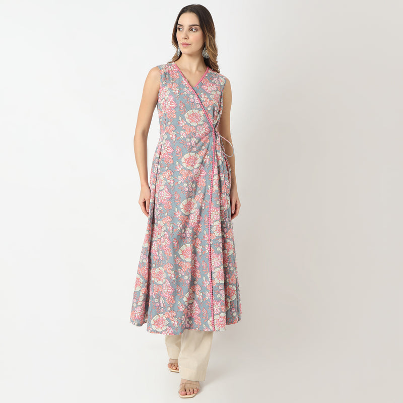 Flare Fit Printed V-Neck Kurta