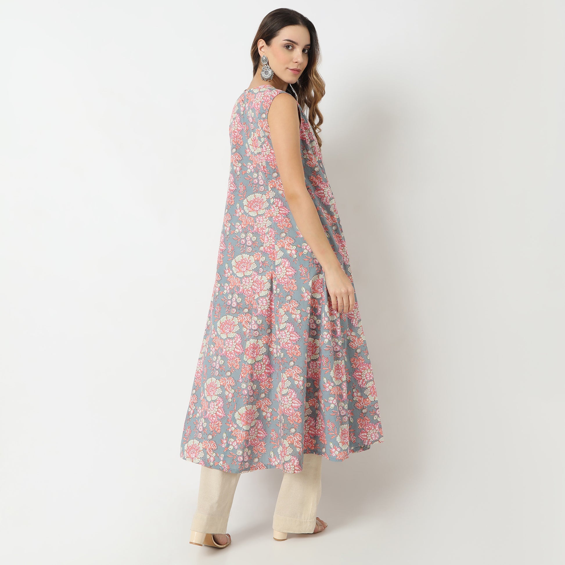 Flare Fit Printed V-Neck Kurta