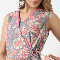 Flare Fit Printed V-Neck Kurta