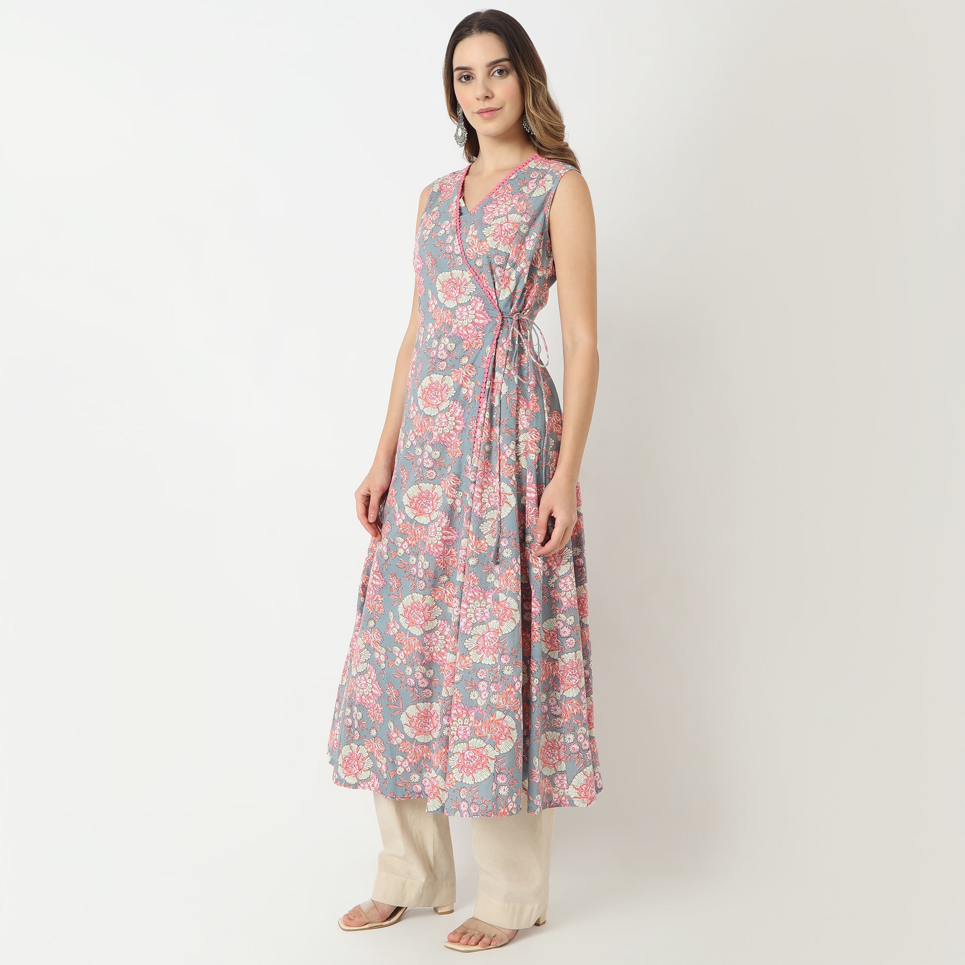 Flare Fit Printed V-Neck Kurta