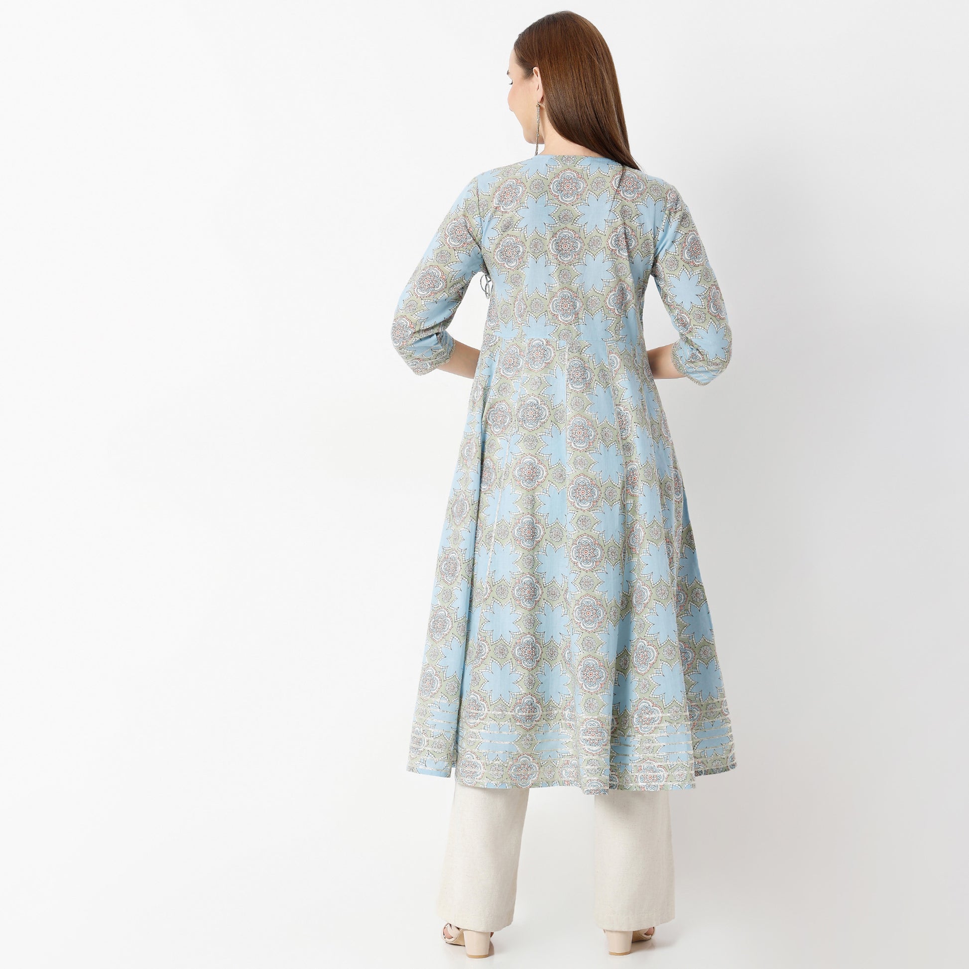 Flare Fit Printed V-Neck Kurta