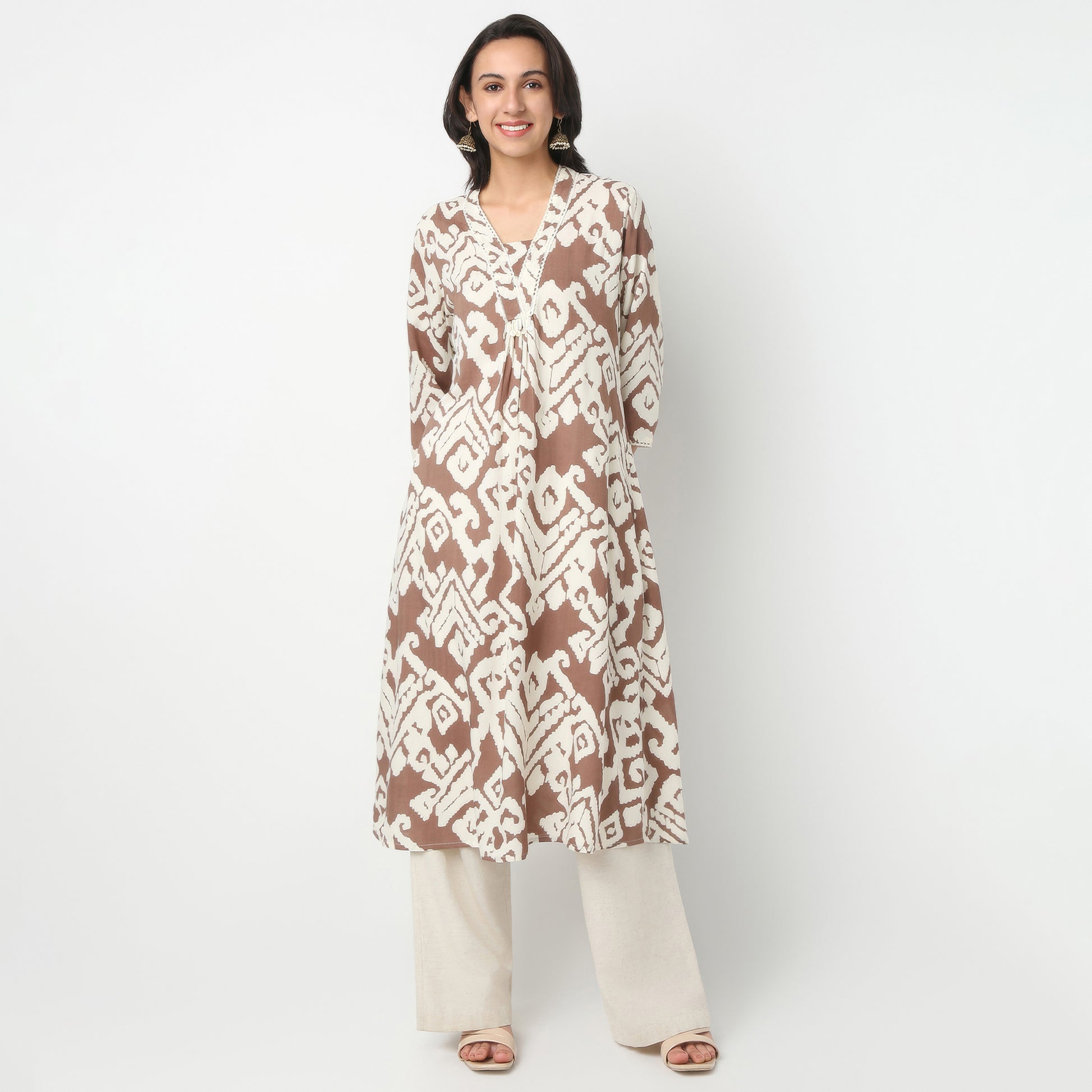 Flare Fit Printed Below Knee Kurta