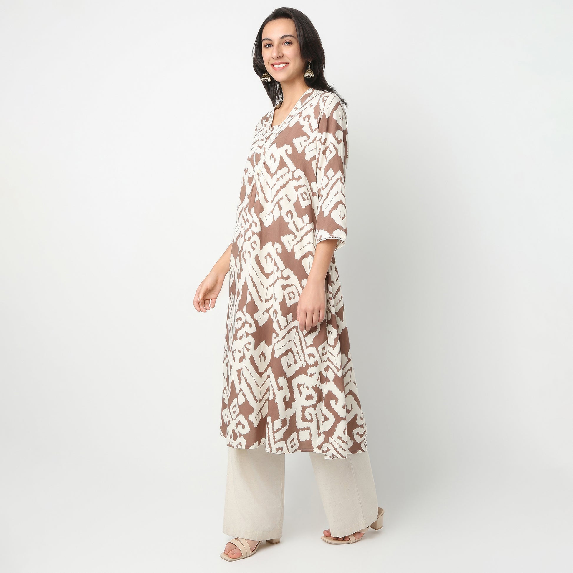 Flare Fit Printed Below Knee Kurta