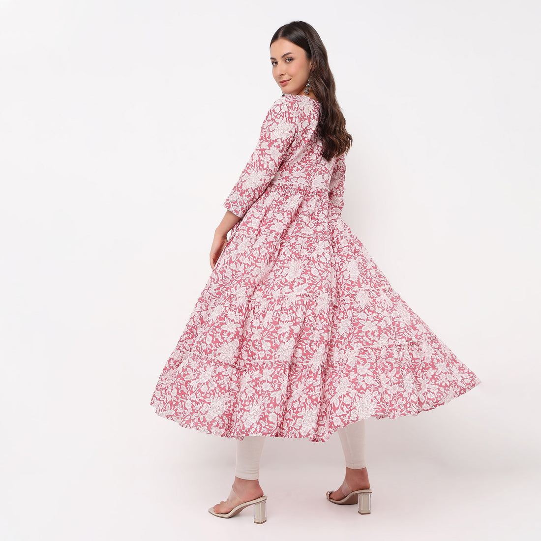 Flare Fit Printed Jacket Style Kurta 