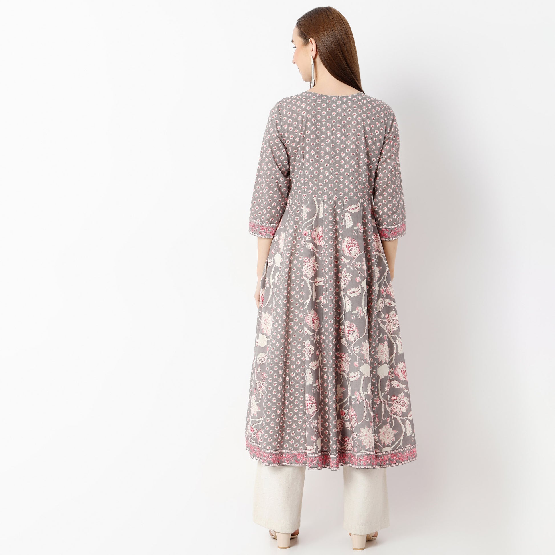 Flare Fit Printed Round Neck Kurta