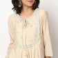 Buy Women Flare Fit Embroidered Three-Fourth Sleeve Kurta  - Style Union