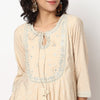 Buy Women Flare Fit Embroidered Three-Fourth Sleeve Kurta  - Style Union