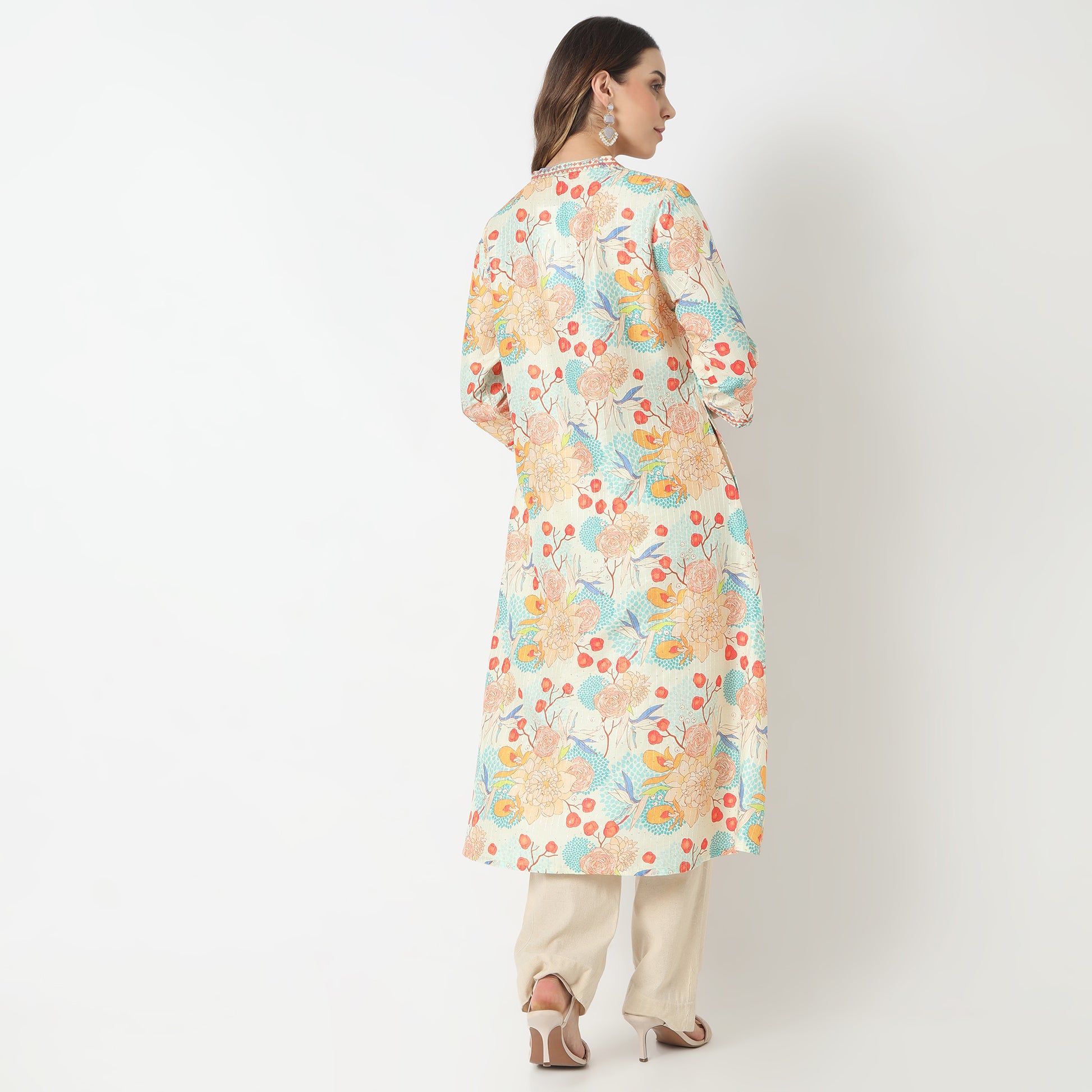 Flare Fit Printed V-Neck Kurta
