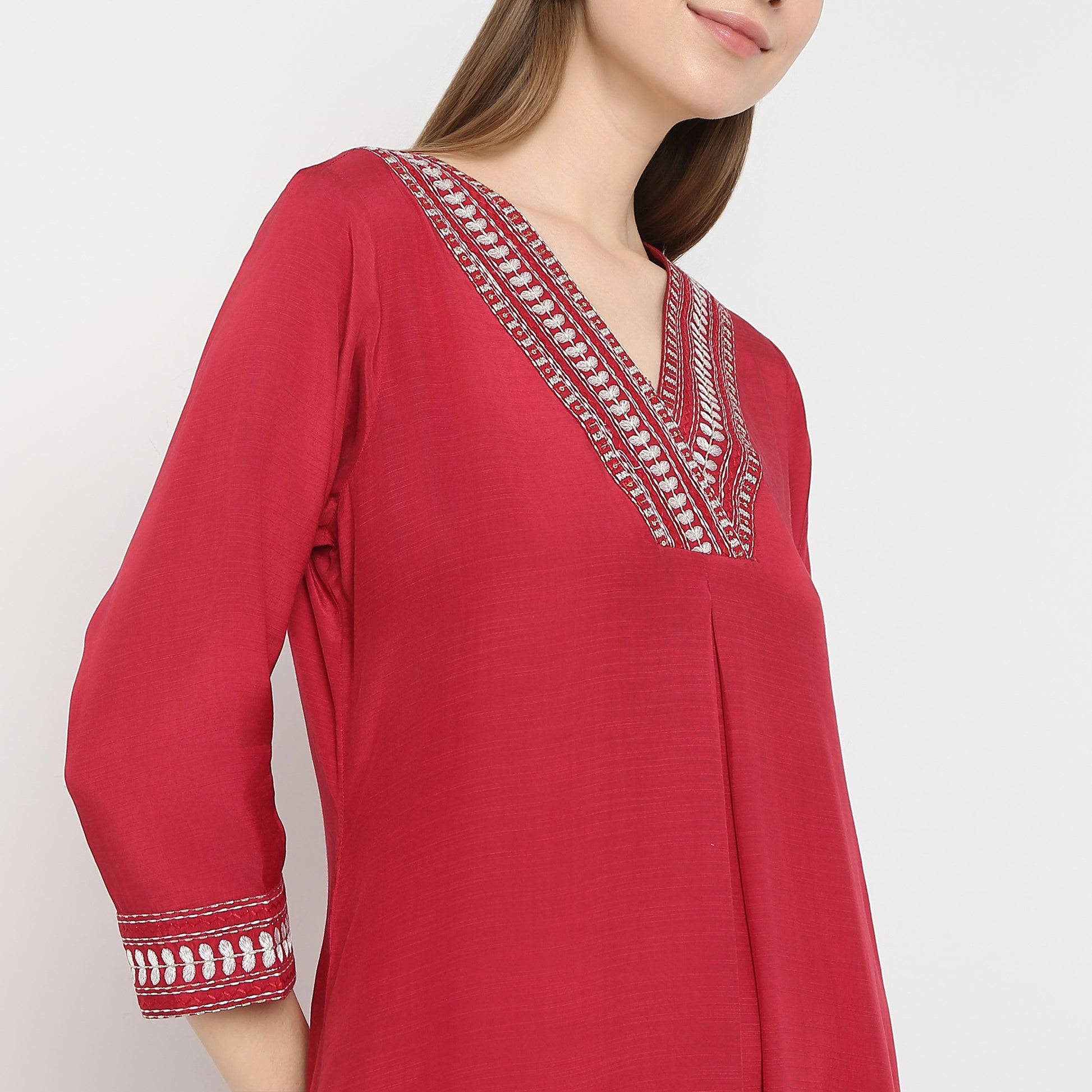 Flare Fit Embroidered Kurta