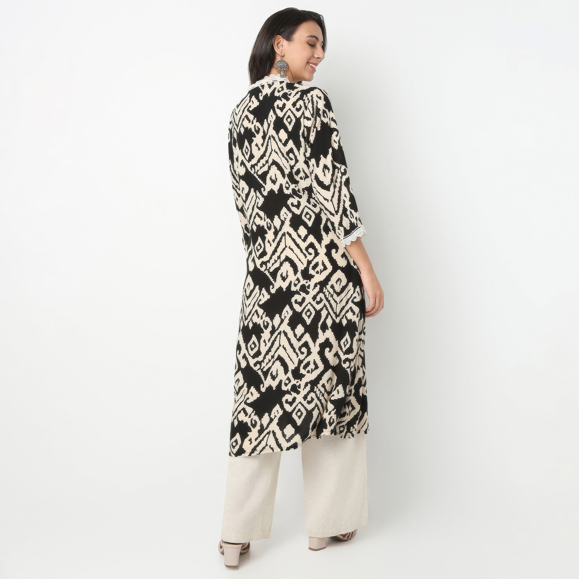 Flare Fit Printed V-Neck Kurta
