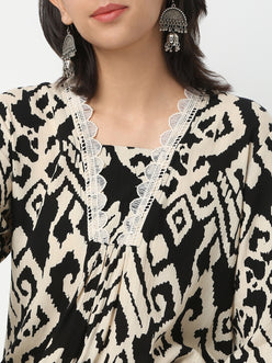 Flare Fit Printed V-Neck Kurta