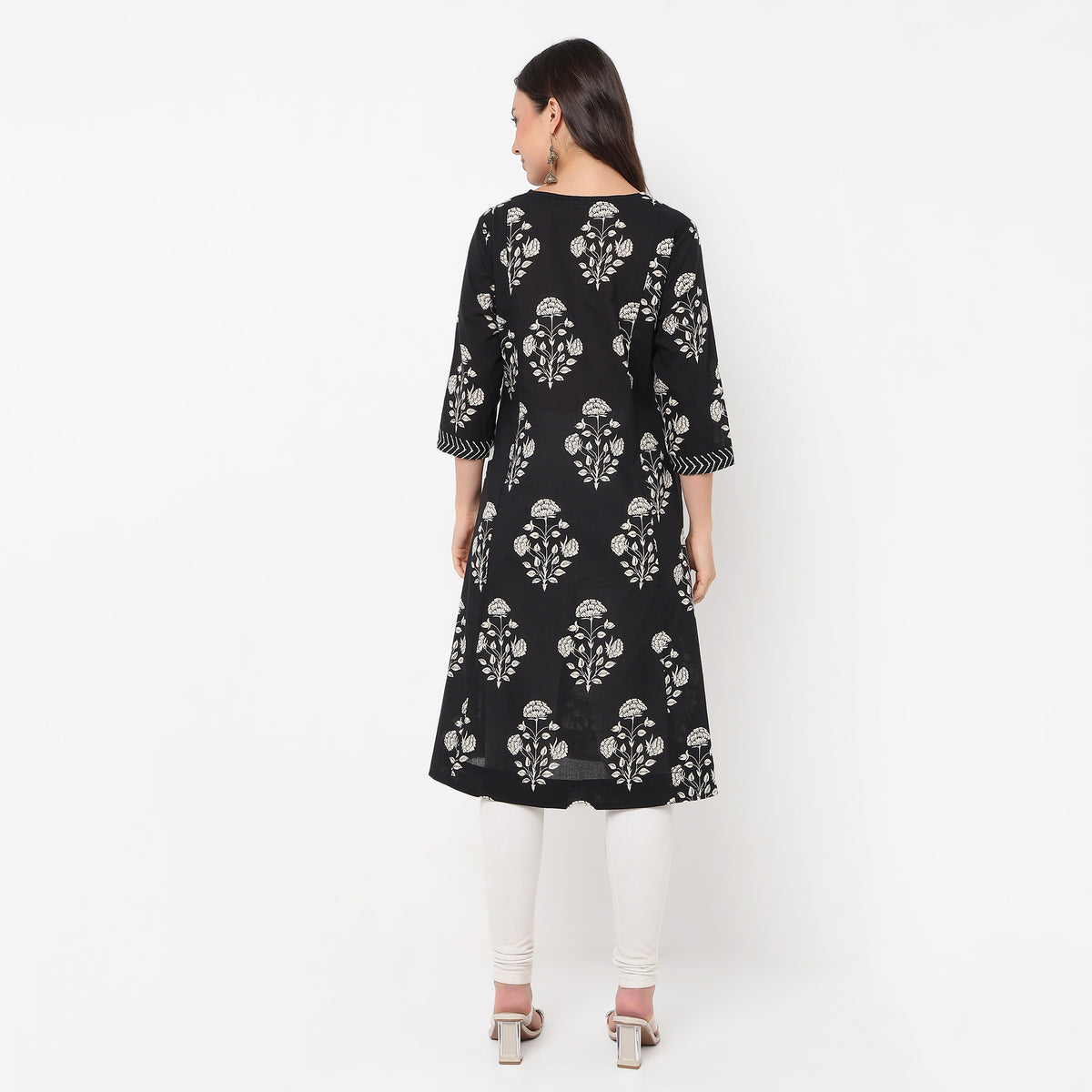 Flare Fit V-Neck Printed Kurta 