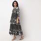 Floral Print Flared Tiered Kurta