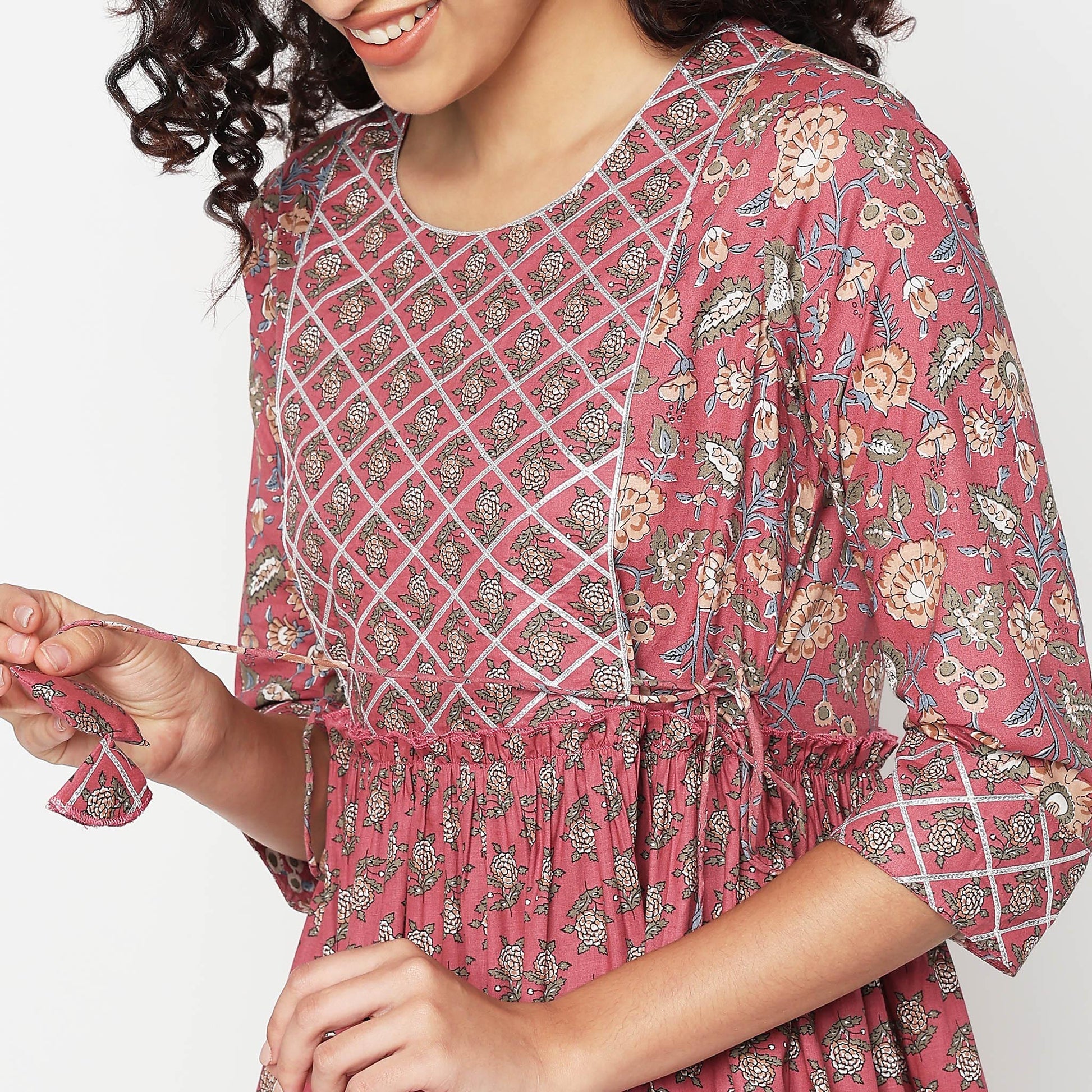 Flare Fit Round Neck Printed Kurta 