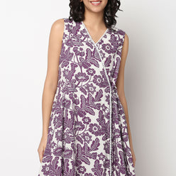 Buy Women Flare Fit Printed Sleeveless Kurta  - Style Union