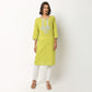 Buy Women Straight Fit Embroidered Three-Fourth Sleeve Kurta  - Style Union