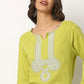 Buy Women Straight Fit Embroidered Three-Fourth Sleeve Kurta  - Style Union