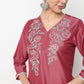 Buy Women Straight Fit Embroidered Three-Fourth Sleeve Kurta  - Style Union