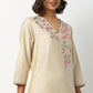 Buy Women Straight Fit Embroidered Three-Fourth Sleeve Kurta  - Style Union