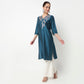 Buy Women Straight Fit Embroidered Three-Fourth Sleeve Kurta  - Style Union