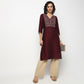 Buy Women Straight Fit Embroidered Three-Fourth Sleeve Kurta  - Style Union